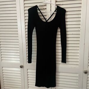Black Ribbed Midi Dress